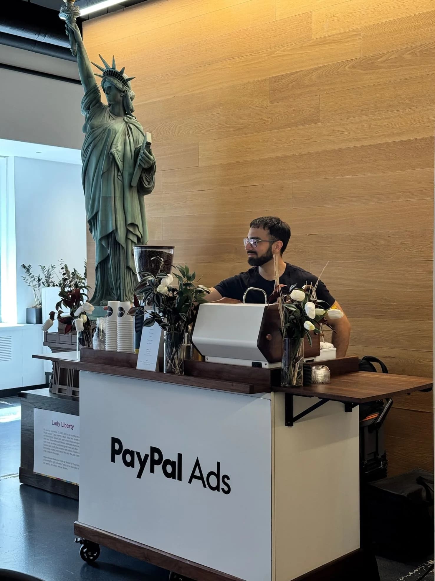 Branded Anechó coffee bar hosting guests at a corporate client hospitality event